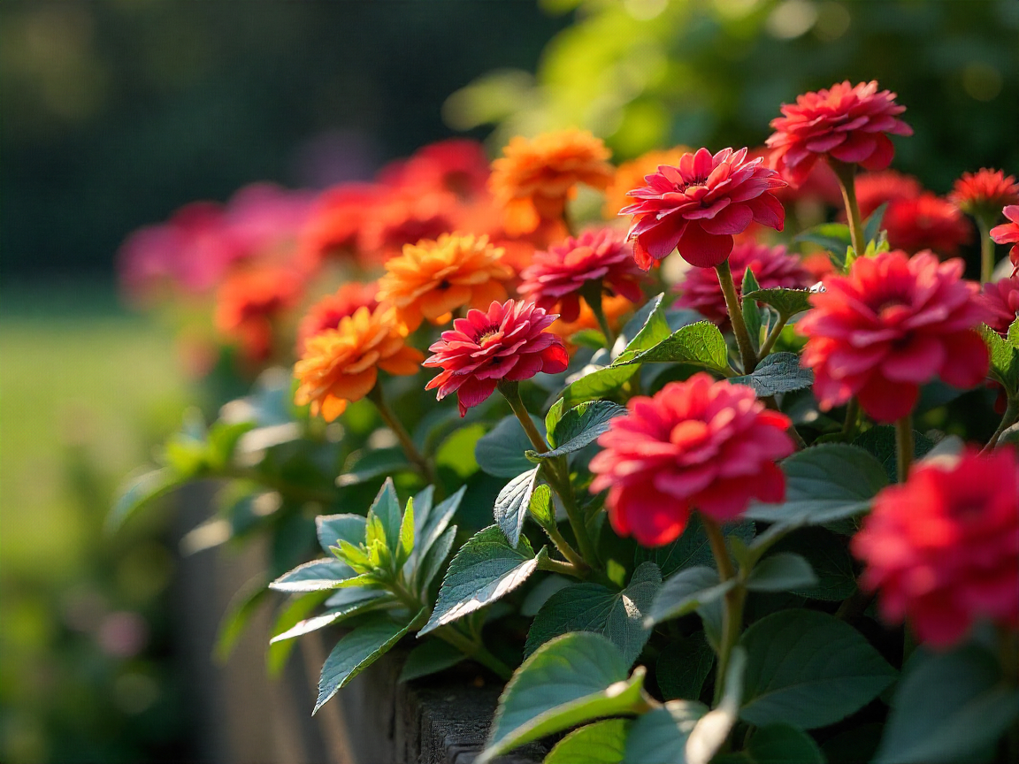 Custom raised flower bed with colorful blooms